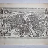 Vintage reproduction, Lutetia Parisiorum Urbis, 1618, after Sebastian Munster, 105 x 73 cm