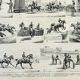 Gravure ancienne 1898, Course de chevaux, hippodrome • Lithographie, Planche originale