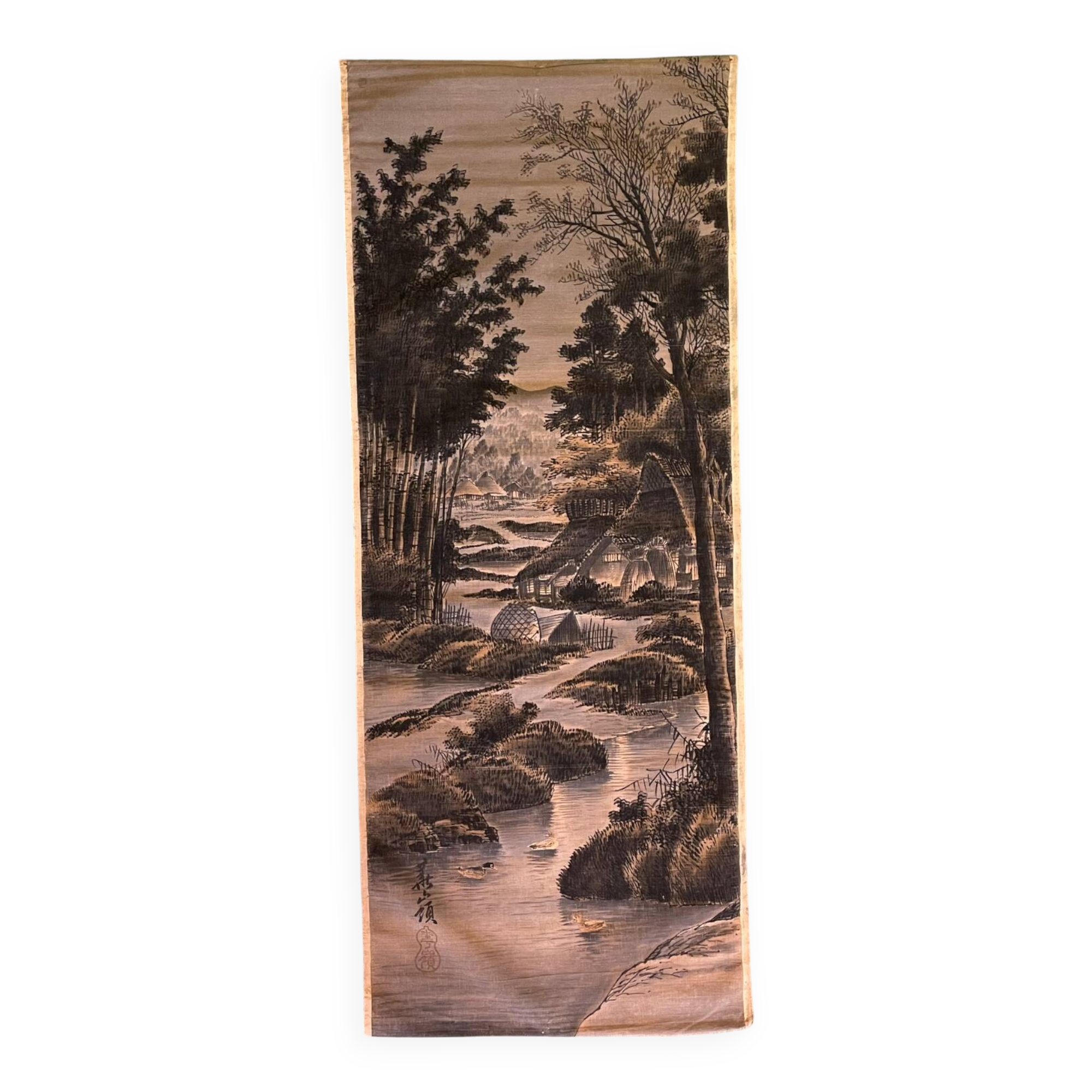 Old tapestry hanging velvet Asia Japan 19th 20th century