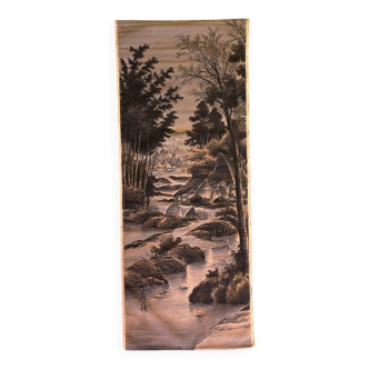 Old tapestry hanging velvet Asia Japan 19th 20th century