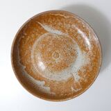 Large vintage stoneware compote dish with a footed plate