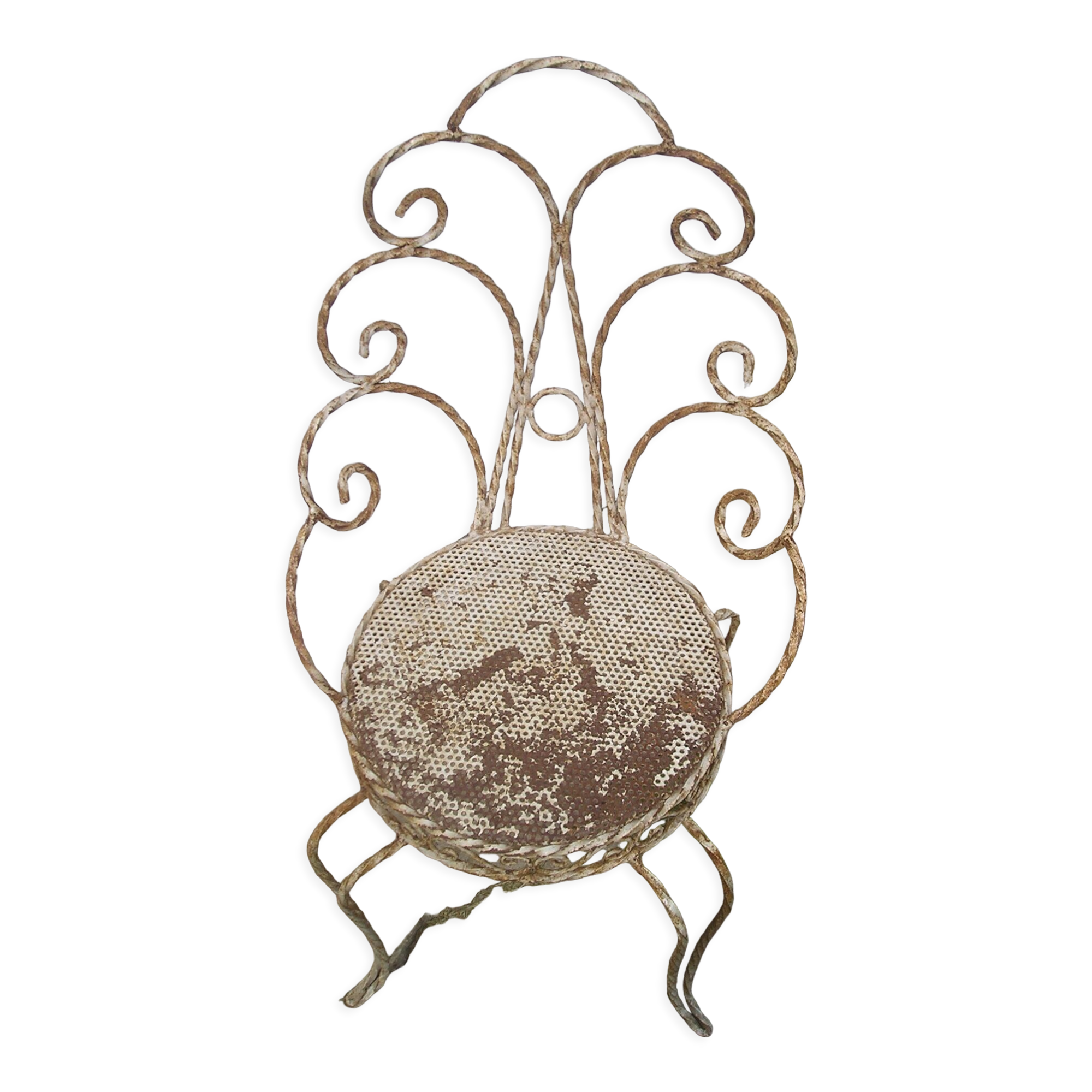 Set of 2 garden chairs and wrought iron pedestal table