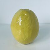 Lemon vase trompe l'oeil in natural glazed ceramic