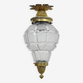 Lanterne de Hall de style Louis XV en bronze et globe en verre. Vers 1920