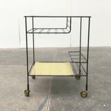 Minimalist perforated metal serving trolley in mid-century style, 1960s.