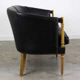 Black leather club sofa