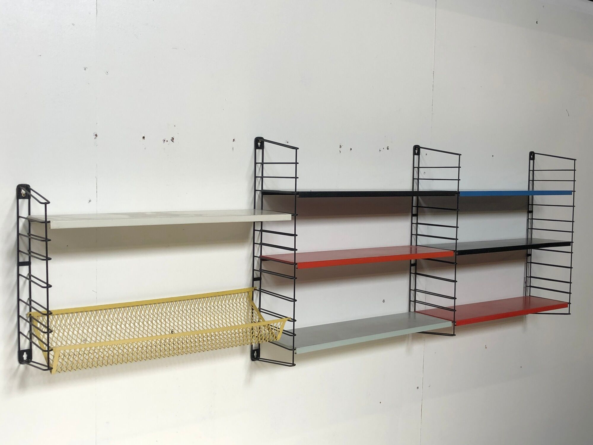 Vintage D. Dekker for Tomado Holland - Wall shelf with metal shelves