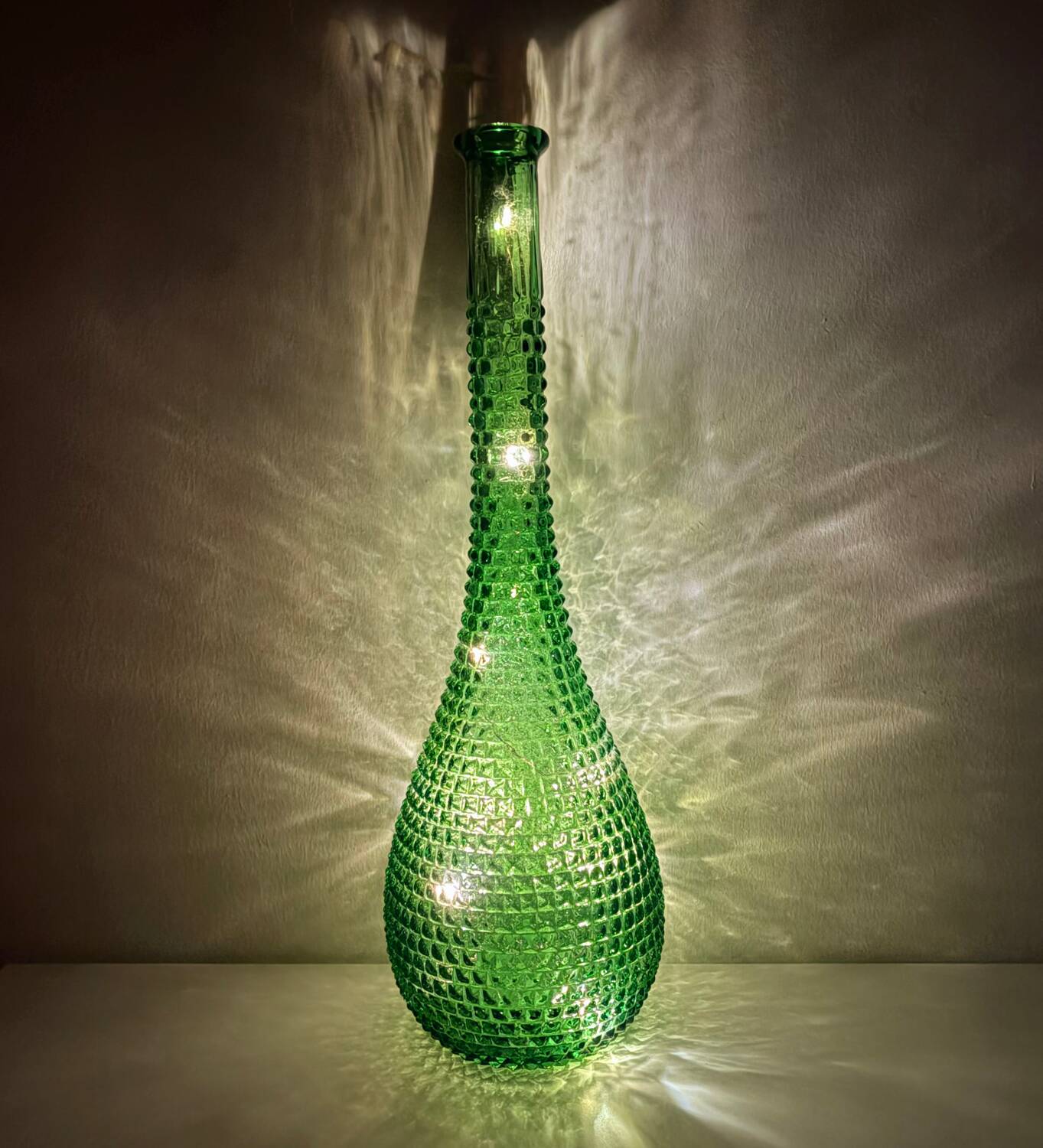 Green carafe Empoli Italy with diamond points - 1960