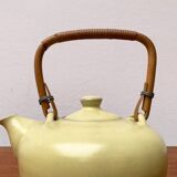 Mid-century ceramic teapot with bamboo handle, 1960s.