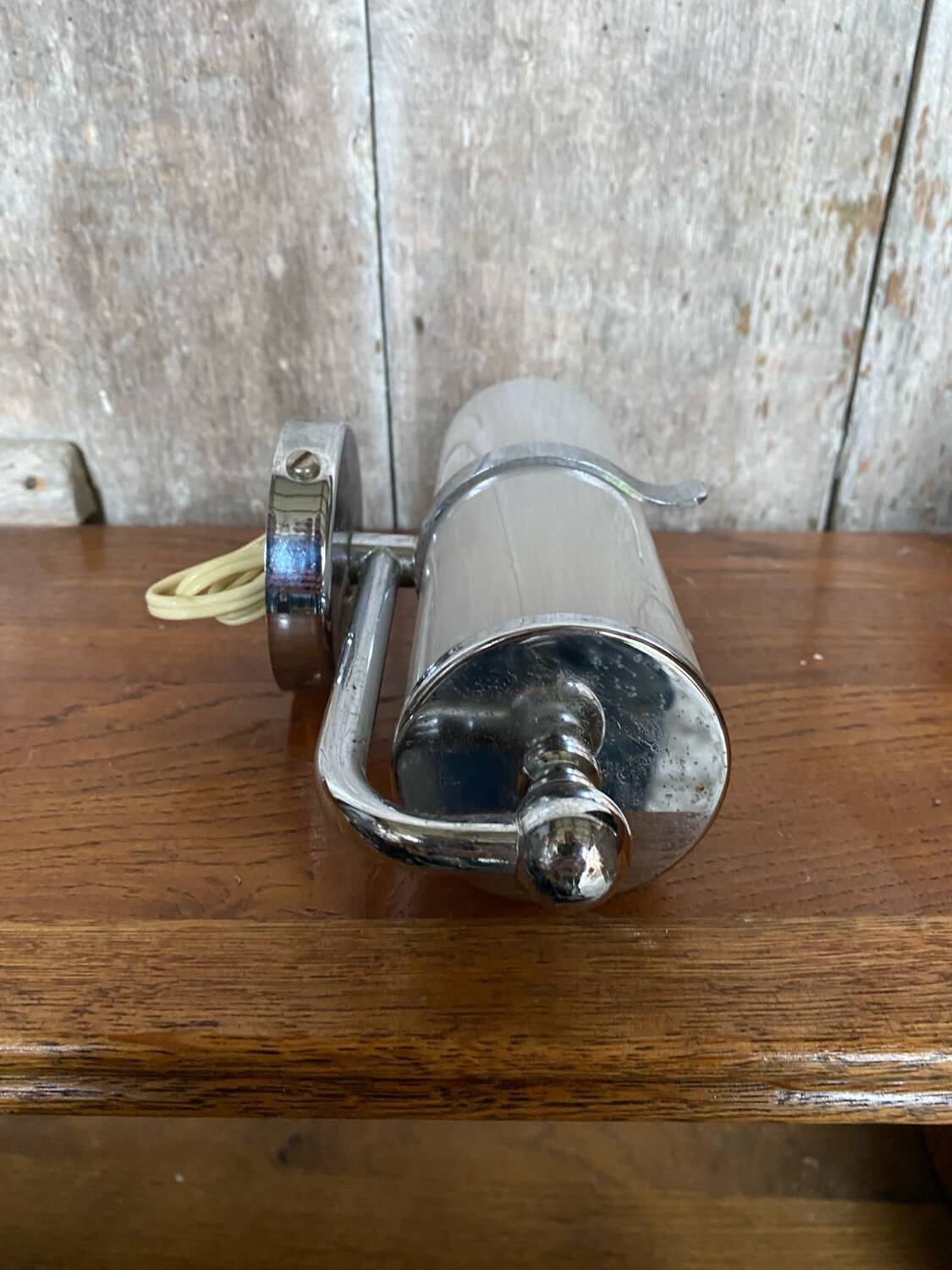 Old Delmas Disderot Wall Lamp Chrome Metal + White Opaline Vintage