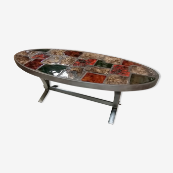 Table basse vintage acier céramique