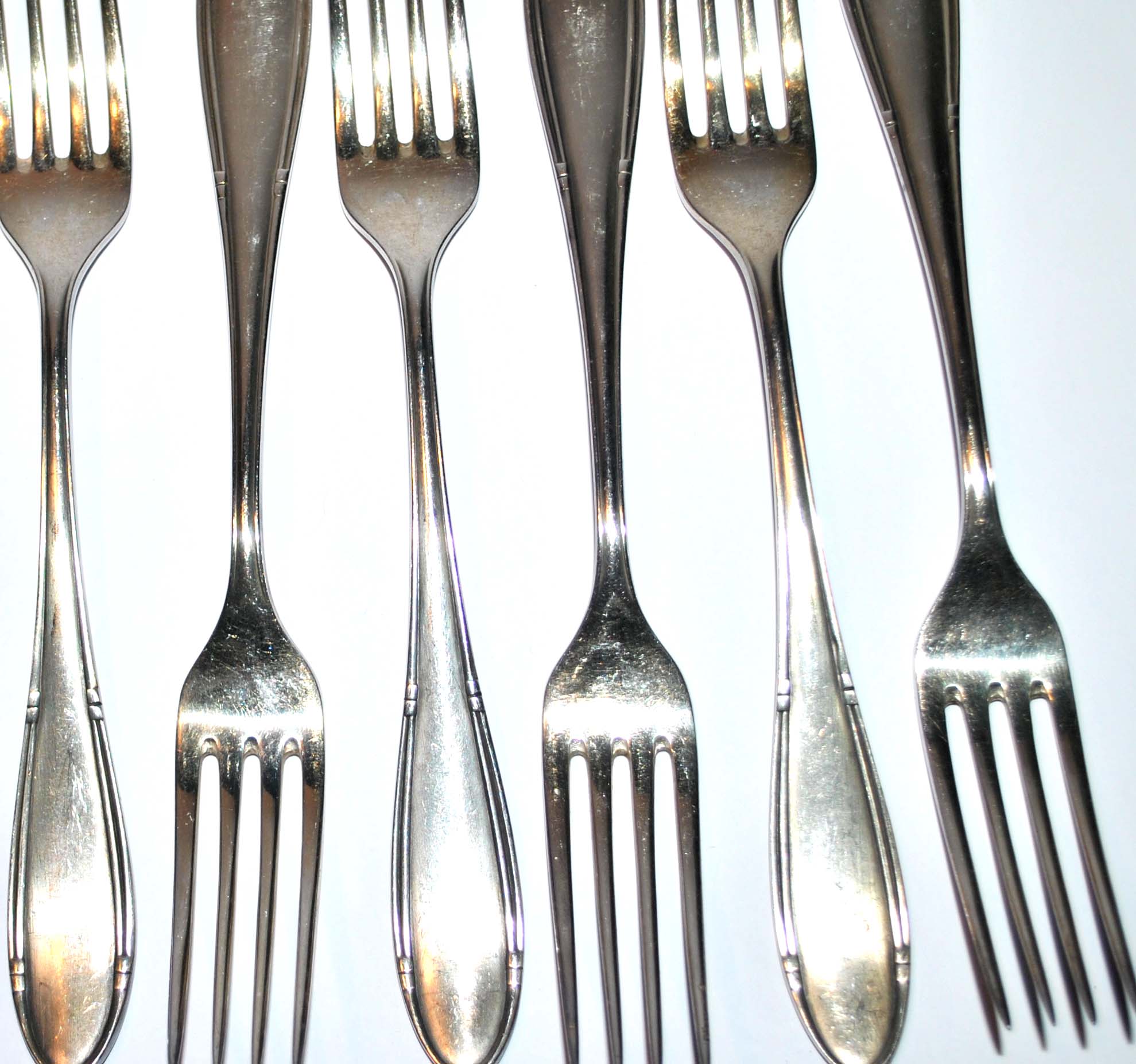 Series of 6 vintage table forks in silver metal deetjen 100 21.5cm