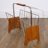 Scandinavian vintage magazine door in teak and metal 1960