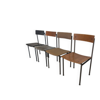 Set of 4 - Mix & Match Vintage Industrial Dining Chairs - 1970s Stol Kamnik