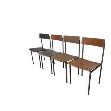 Set of 4 - Mix & Match Vintage Industrial Dining Chairs - 1970s Stol Kamnik