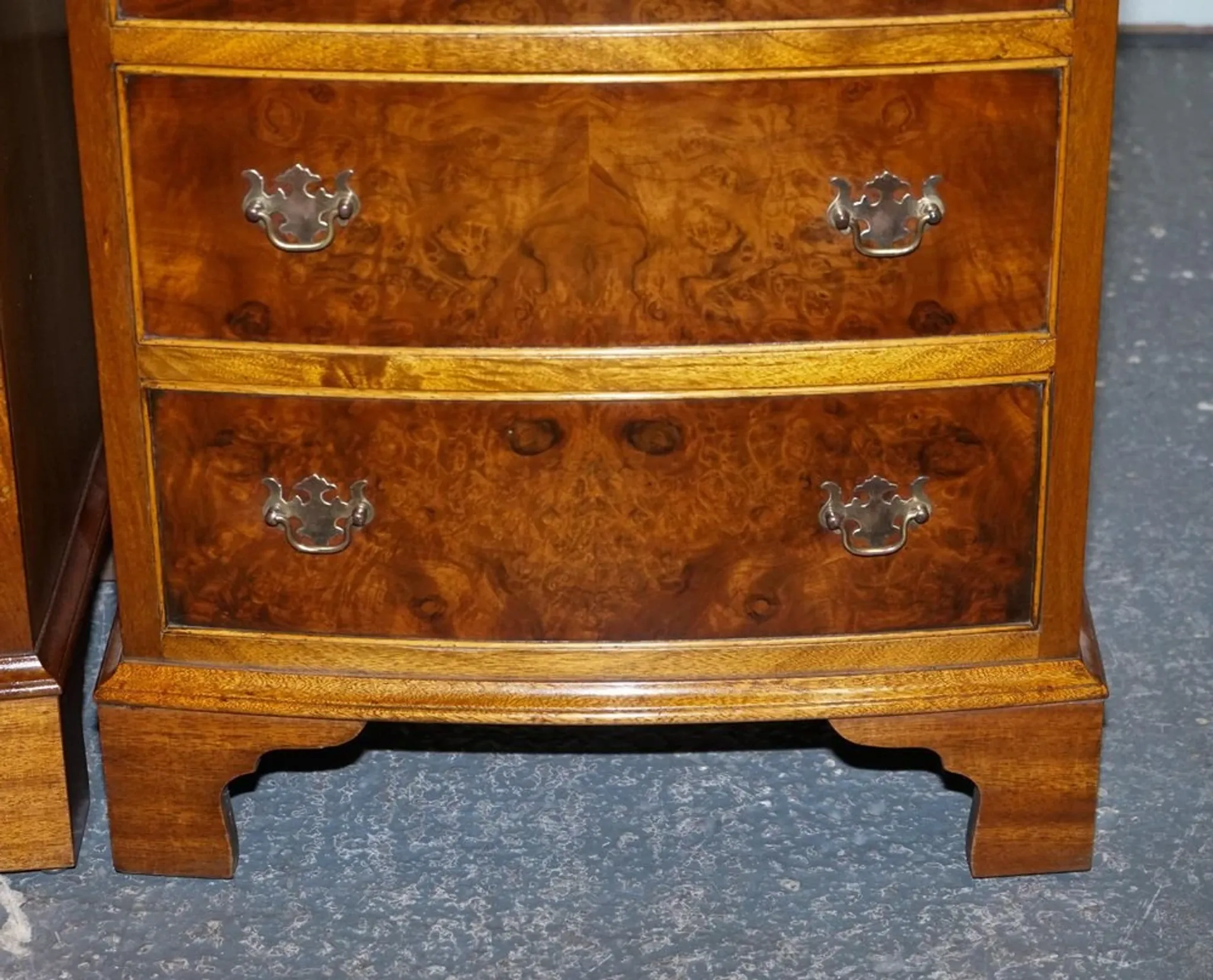 Nightstands in Walnut Burl with Drawers, Set of 2