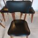 5 chairs in wood and black faux leather, Scandinavian style