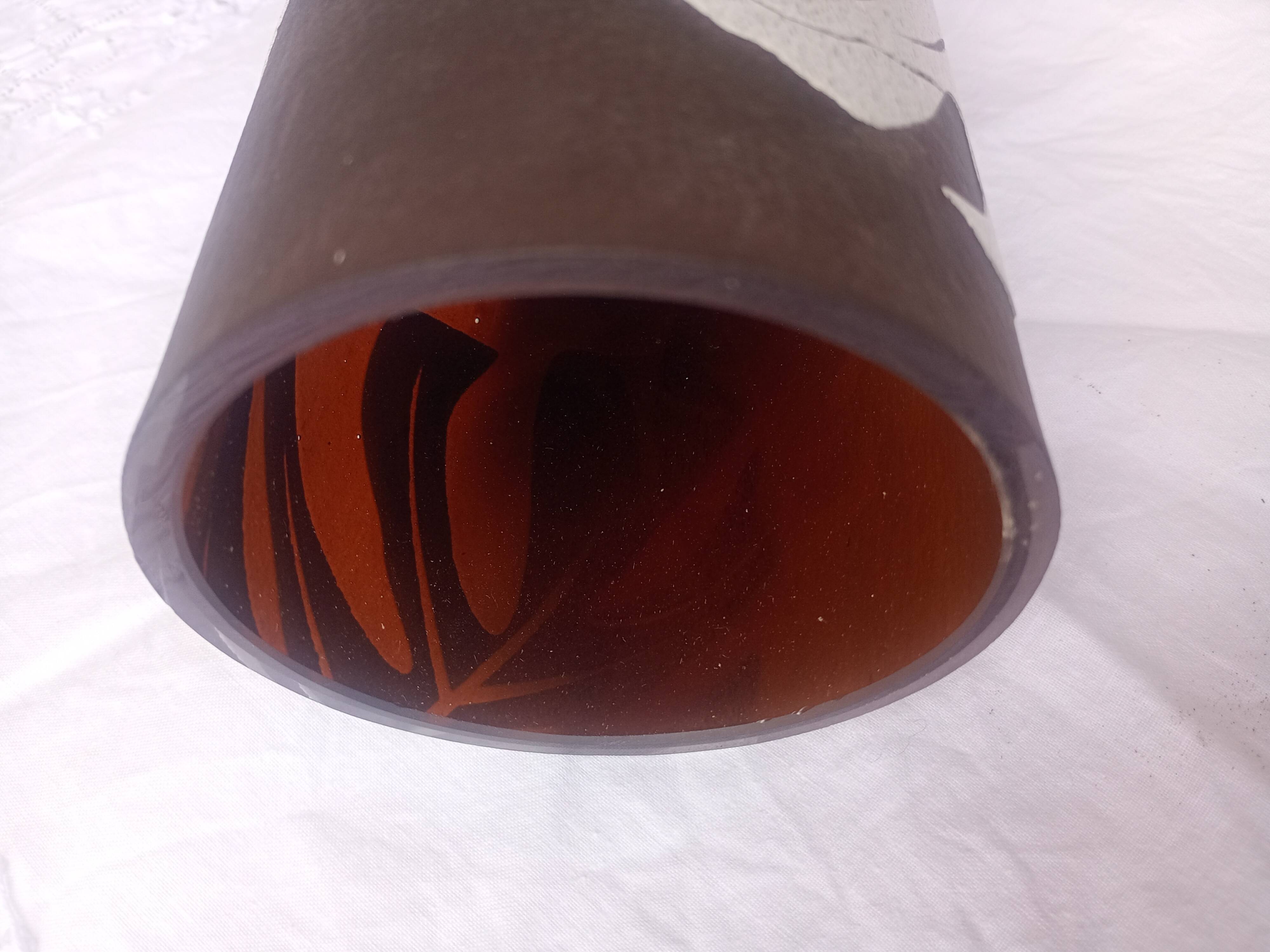 Passavant La Rochère LR - Vase cylindre en Pâte de verre aux Philodendrons