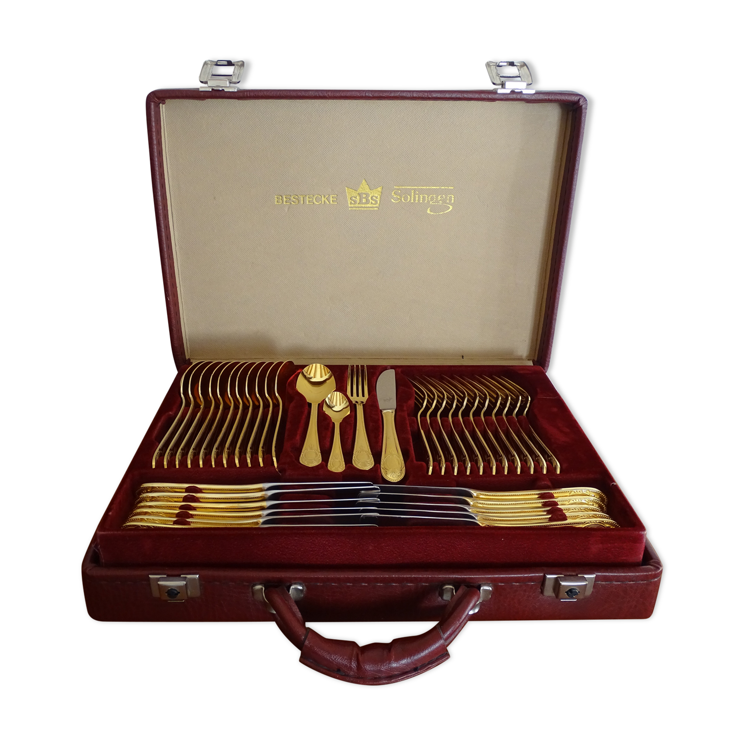 Ménagère Bestecke Solingen 70 pieces gold plated 24 carat for 12 people
