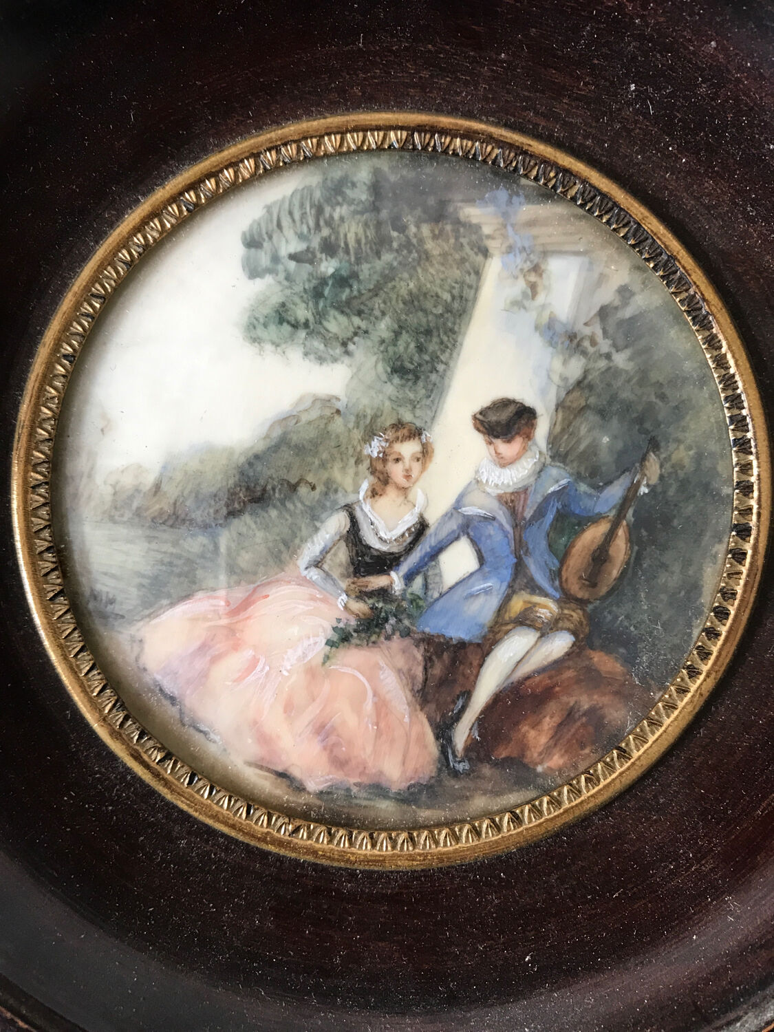 Miniature painting gallant scene