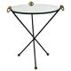French mid-century mirror side table, Jacques Adnet style, brass, 1950s.
