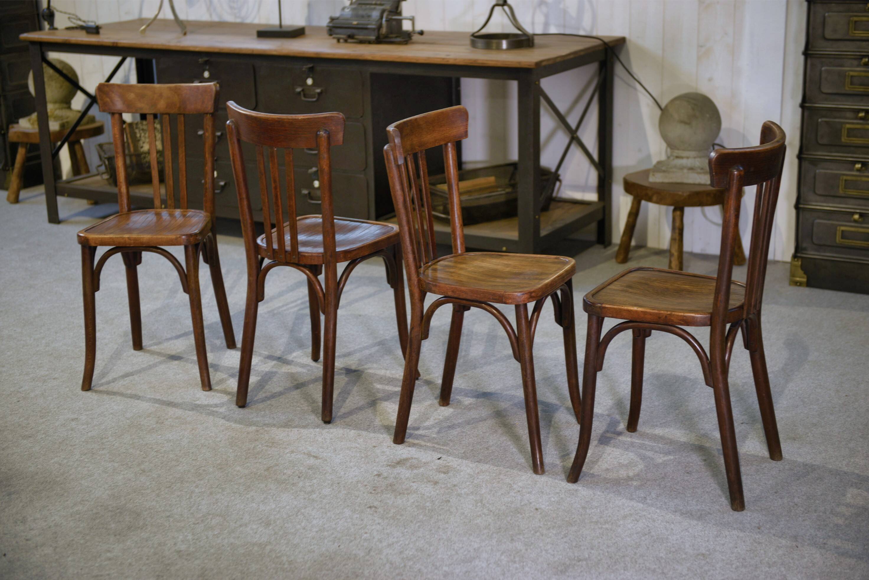 Set of 4 Baumann bistro chairs from the 1930s.