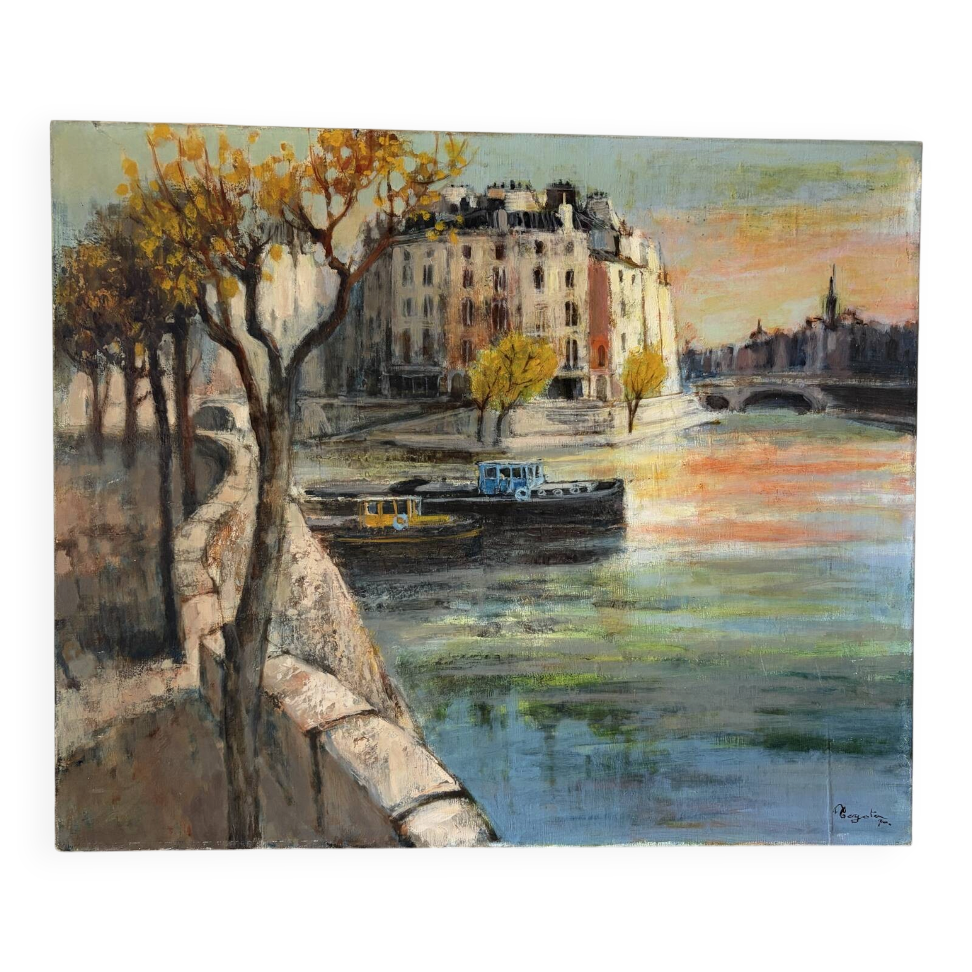 La Seine à Paris, huile sur toile signé 1970