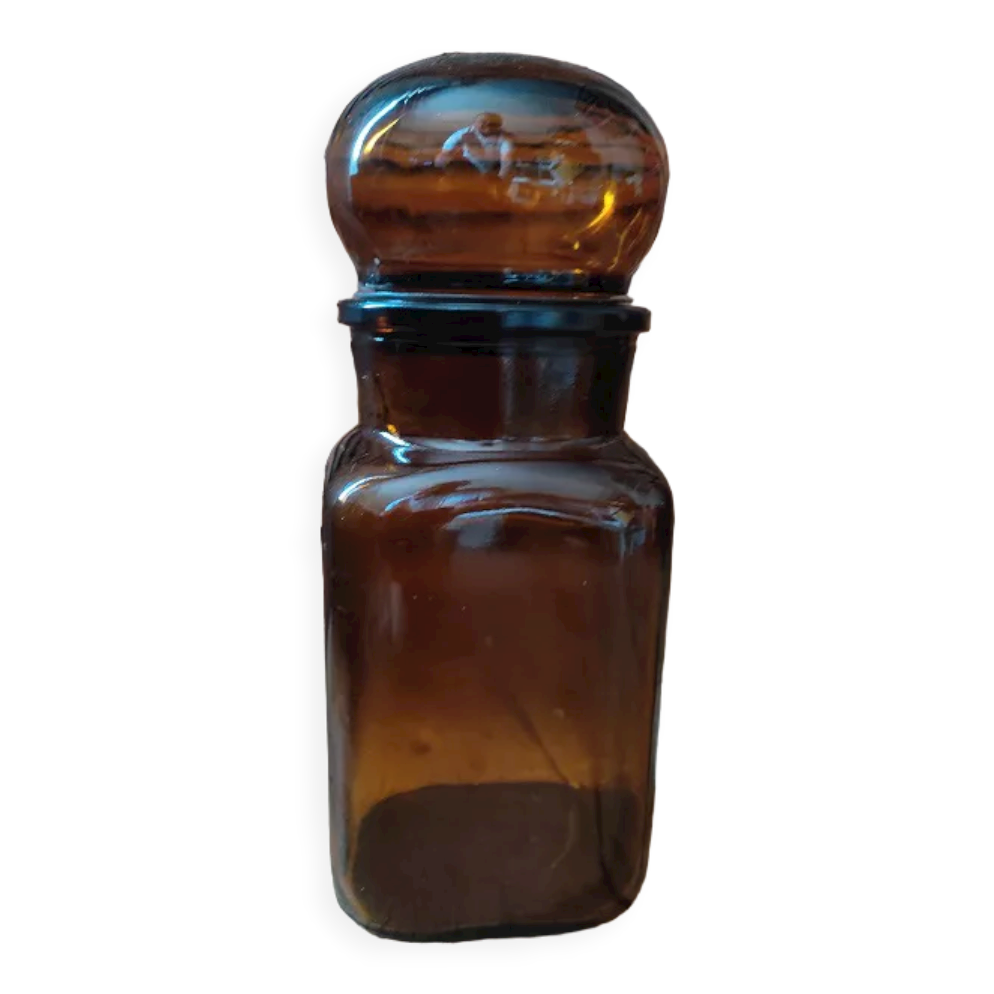 Amber glass apothecary jar round jar