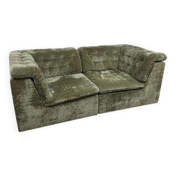 Vintage Modular Velvet Sofa Olive 2 seater