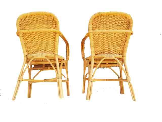 Paire de fauteuils en rotin 1970