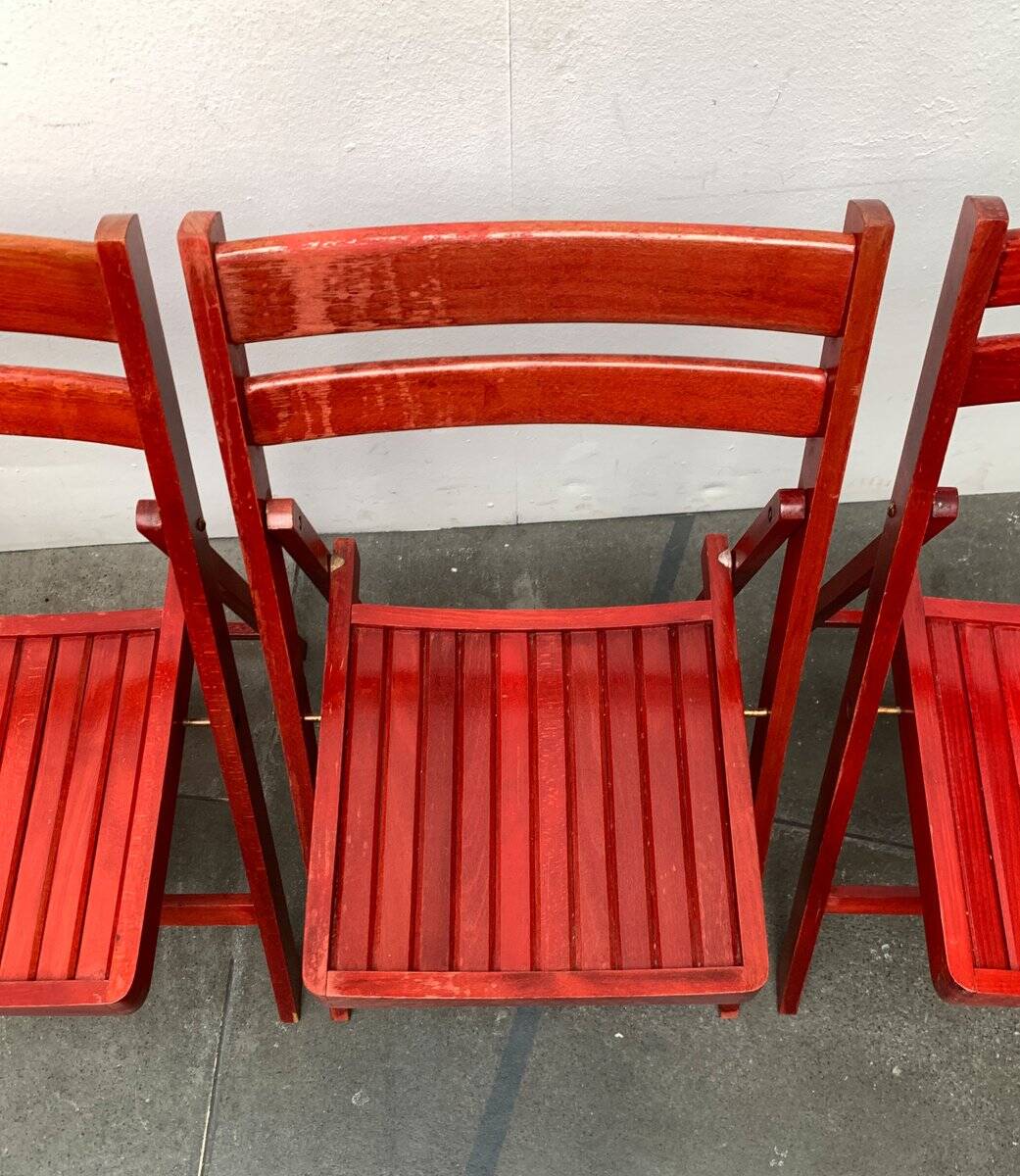 Mid-century wooden folding chair, 1960s, set of 4
