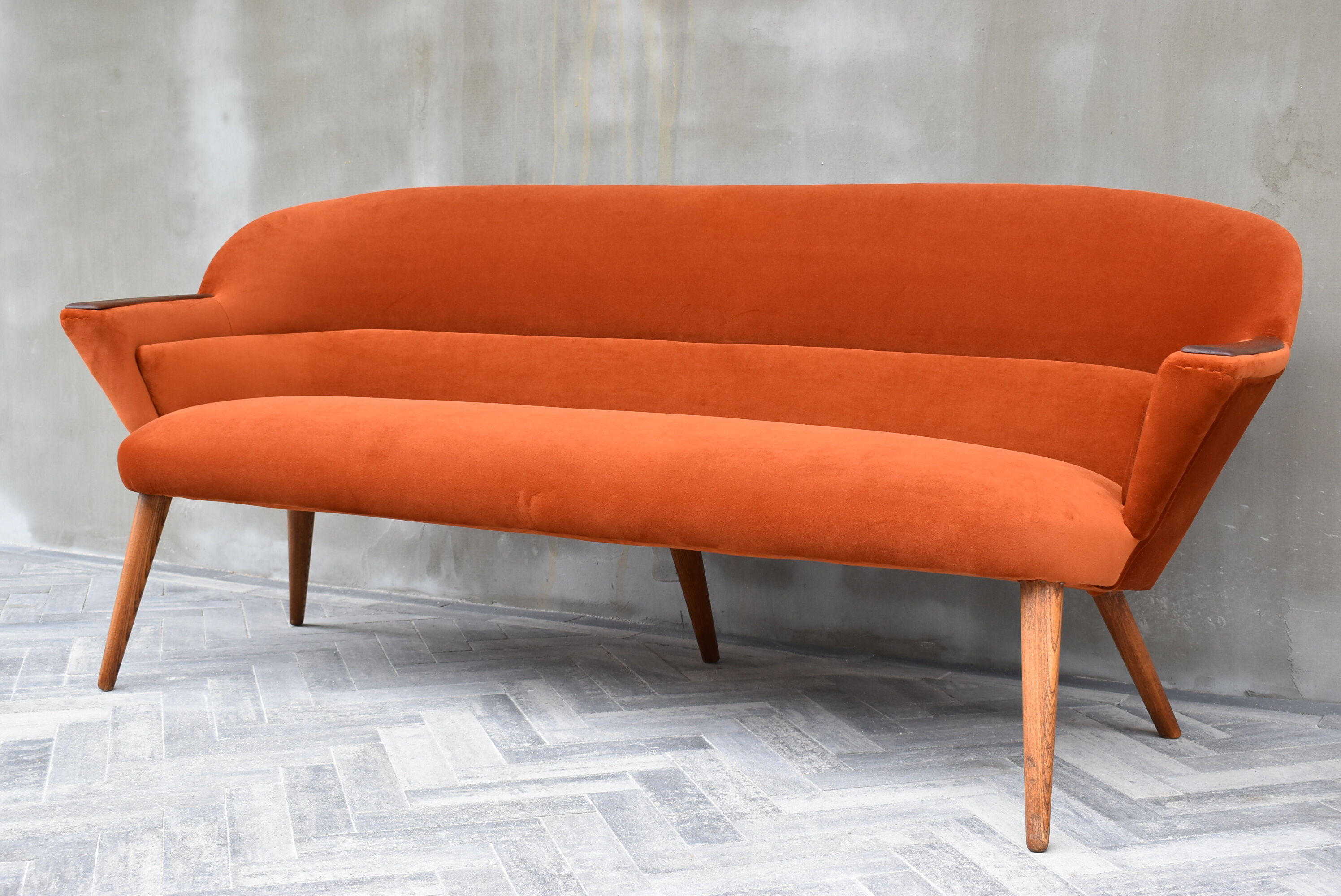 Vintage Sofa, 1960s, Russet Velvet