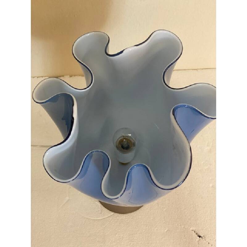 Contemporary Milky-Blue Murano Style Glass Table Lamp