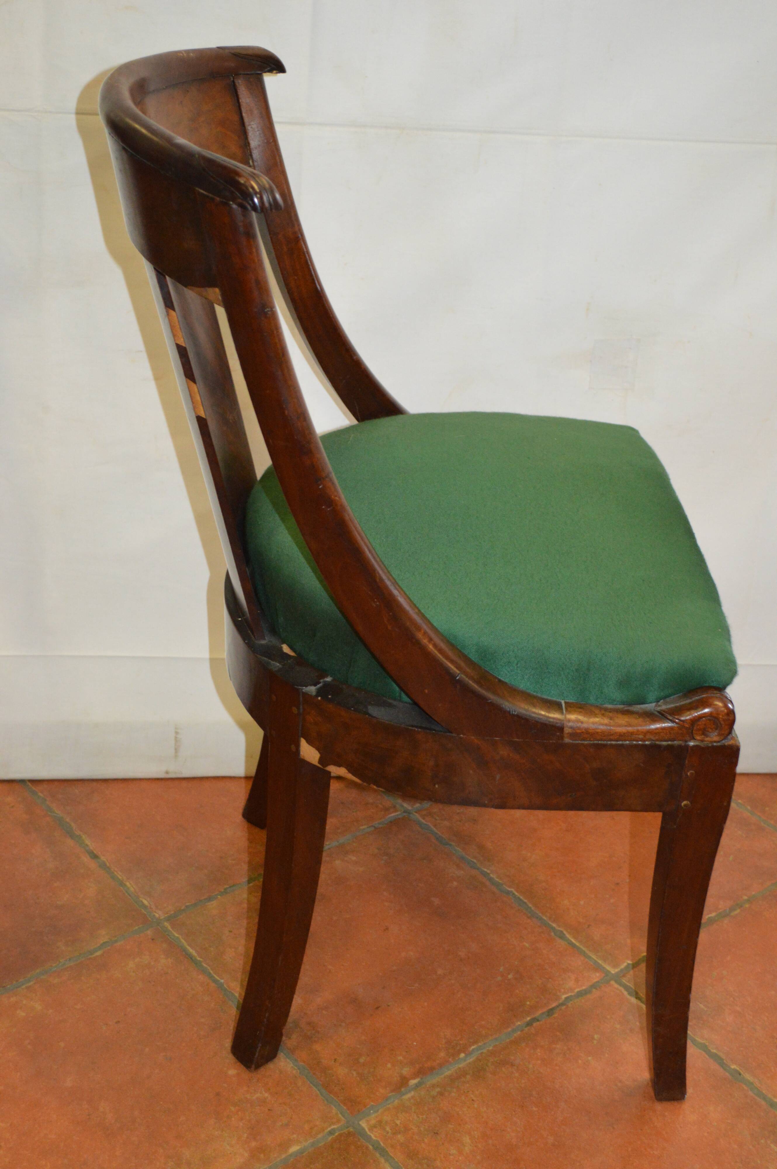 Set of 4 mahogany gondola chairs