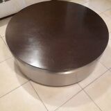 Design coffee table in brushed steel and wood