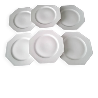 6 flat plates made of Limoges porcelain