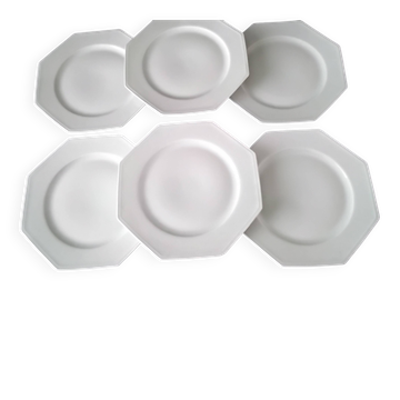 6 Assiettes plates en porcelaine de Limoges