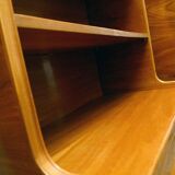 Cabinet and furniture in ash and painted glass, Italy, 1950