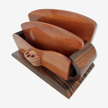 Range mail art deco mahogany and rosewood curved shape