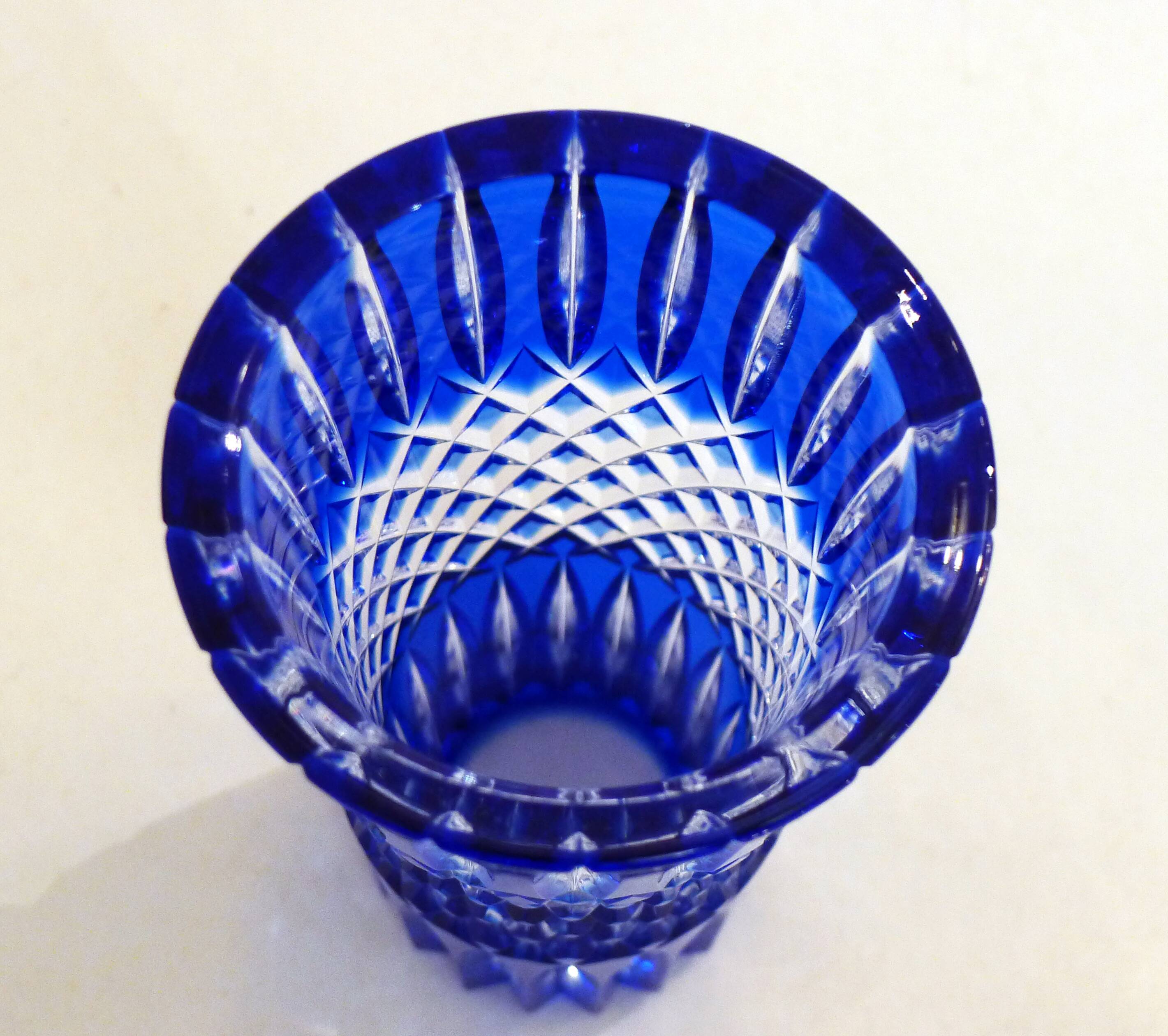 Cobalt blue cut vase