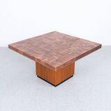 coffee table in copper and teak by heinz lilienthal, 1970s