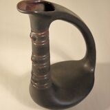 Zoomorphic pitcher vase in black ceramic