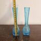 Antique Pair of Soliflore Vases, Pressed Moulded Glass, Blue Opaline Sapphire, 19th Century