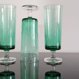 3 flutes Cavalier Luminarc emerald green vintage
