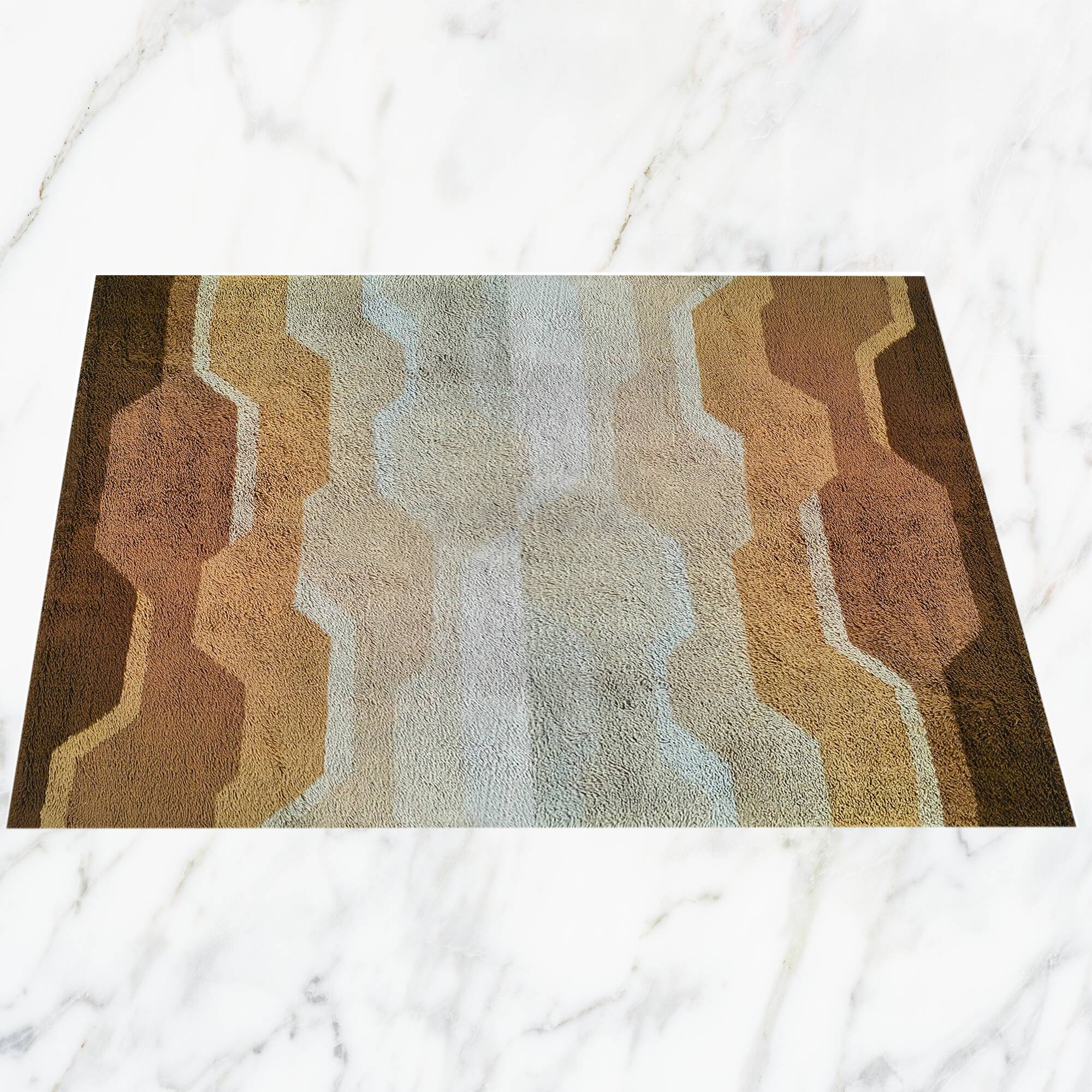 Mid-Century Modern Space Age Italian Wool Rug with Geometric Pattern, 1970s