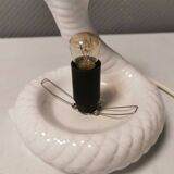 Beautiful vintage ceramic COBRA table lamp with thin milky white glass shade/dome. RAF Sweden 70-80s