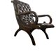 Vintage Chesterfield armchair in dark brown leather / single seat