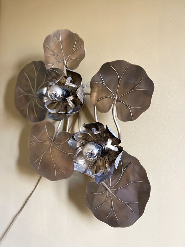 Large water lily wall lamp from the Florart house, 1960s-1970s