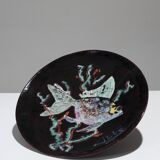 Coupe poisson en céramique émaillée, 1950s