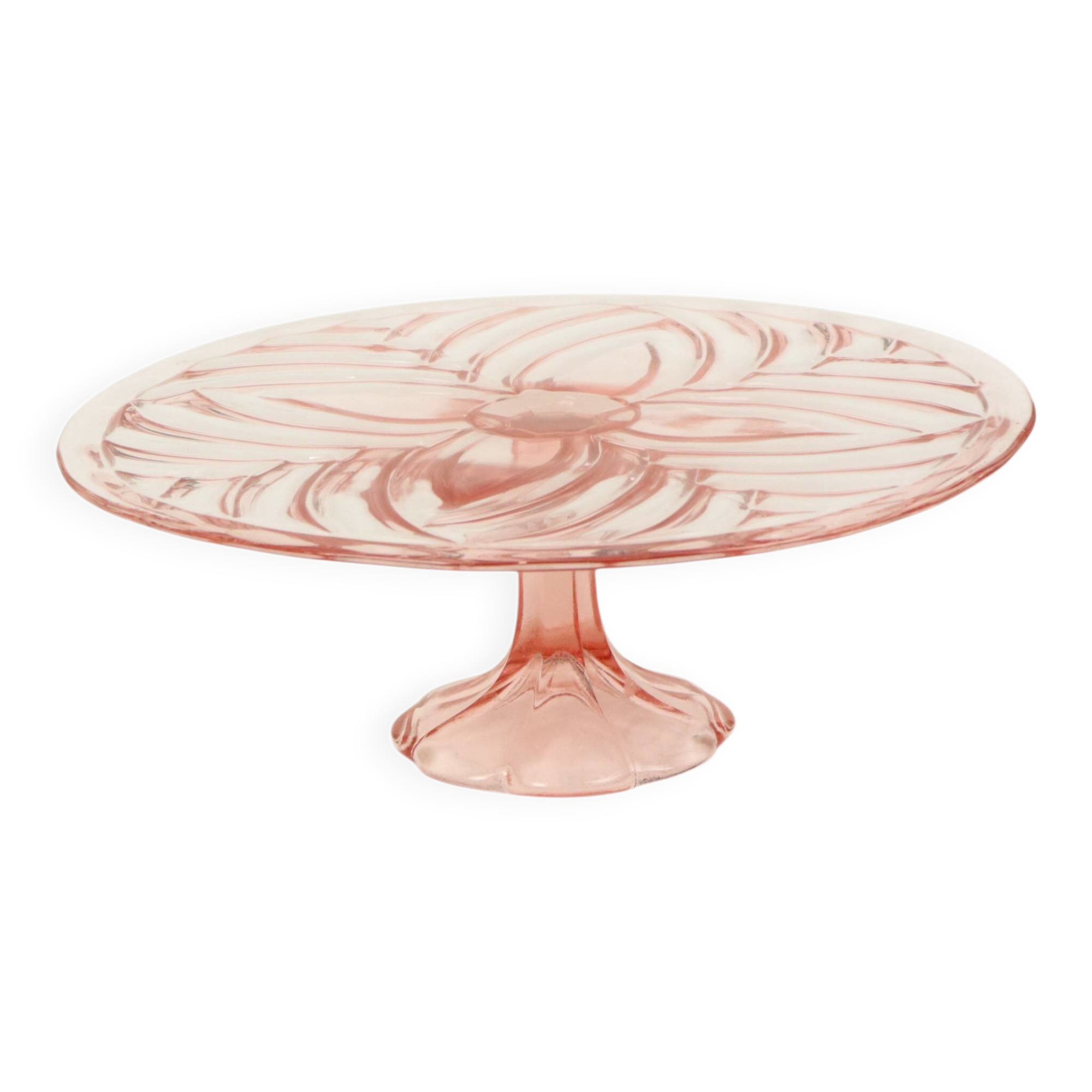 Pink Art Deco Cake Plate Pastry Dish Val Saint Lambert 34cm